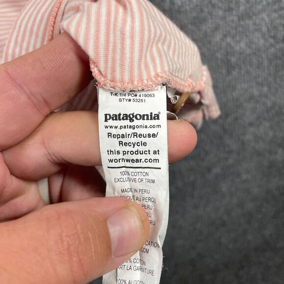 Patagonia Conversion Polo Shirt Men's XL Pink Striped Organic Casual READ - Picture 9 of 12